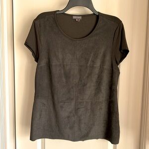 Faux Suede Olive Green Top.Size Large